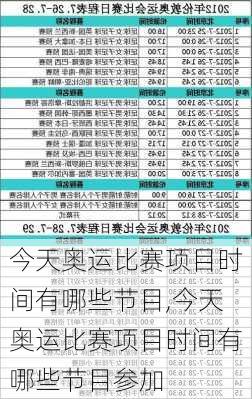 今天奥运比赛项目时间有哪些节目,今天奥运比赛项目时间有哪些节目参加