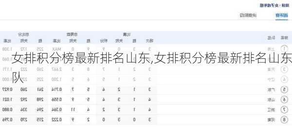 女排积分榜最新排名山东,女排积分榜最新排名山东队