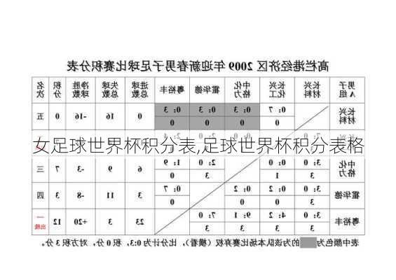 女足球世界杯积分表,足球世界杯积分表格