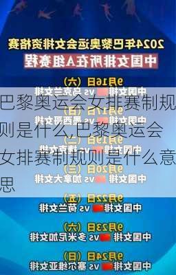 巴黎奥运会女排赛制规则是什么,巴黎奥运会女排赛制规则是什么意思