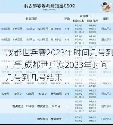 成都世乒赛2023年时间几号到几号,成都世乒赛2023年时间几号到几号结束