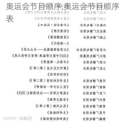 奥运会节目顺序,奥运会节目顺序表