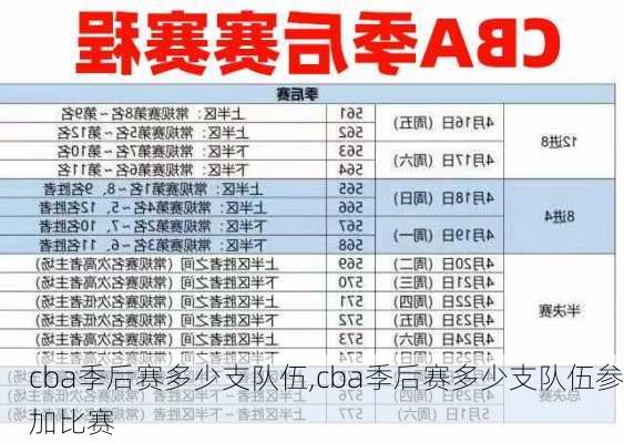 cba季后赛多少支队伍,cba季后赛多少支队伍参加比赛