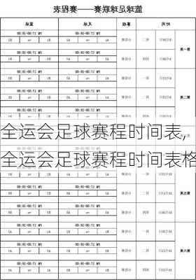 全运会足球赛程时间表,全运会足球赛程时间表格