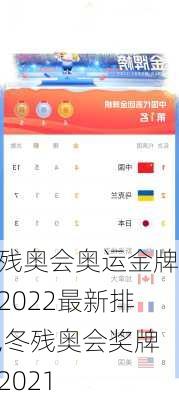 冬残奥会奥运金牌榜2022最新排名,冬残奥会奖牌榜2021
