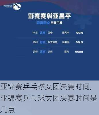 亚锦赛乒乓球女团决赛时间,亚锦赛乒乓球女团决赛时间是几点