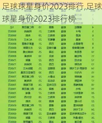 足球球星身价2023排行,足球球星身价2023排行榜