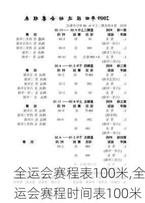 全运会赛程表100米,全运会赛程时间表100米