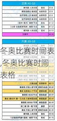 冬奥比赛时间表,冬奥比赛时间表格