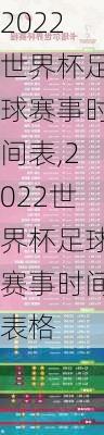 2022世界杯足球赛事时间表,2022世界杯足球赛事时间表格