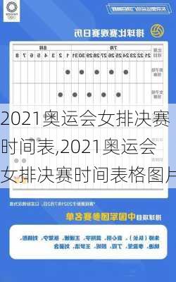 2021奥运会女排决赛时间表,2021奥运会女排决赛时间表格图片
