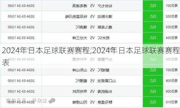 2024年日本足球联赛赛程,2024年日本足球联赛赛程表