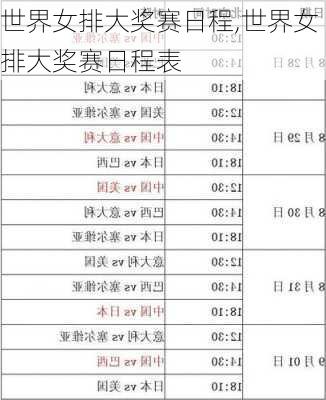 世界女排大奖赛日程,世界女排大奖赛日程表