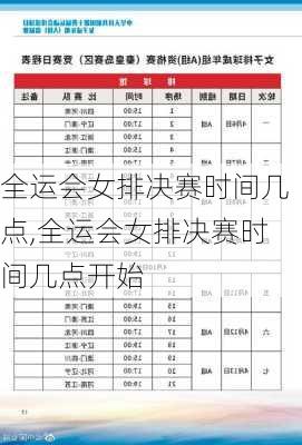 全运会女排决赛时间几点,全运会女排决赛时间几点开始