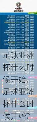 足球亚洲杯什么时候开始,足球亚洲杯什么时候开始?