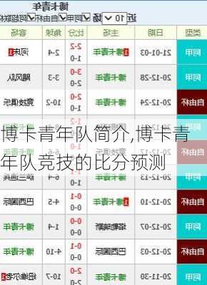 博卡青年队简介,博卡青年队竞技的比分预测