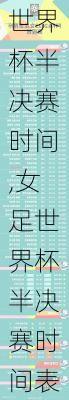 女足世界杯半决赛时间,女足世界杯半决赛时间表