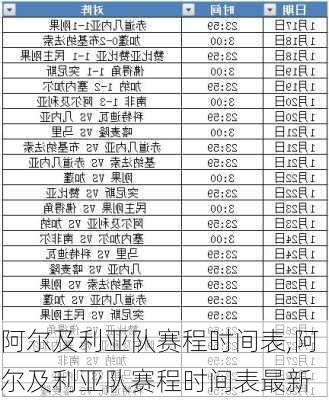 阿尔及利亚队赛程时间表,阿尔及利亚队赛程时间表最新
