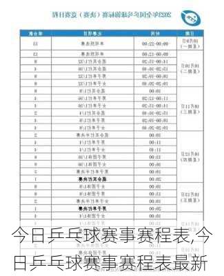 今日乒乓球赛事赛程表,今日乒乓球赛事赛程表最新