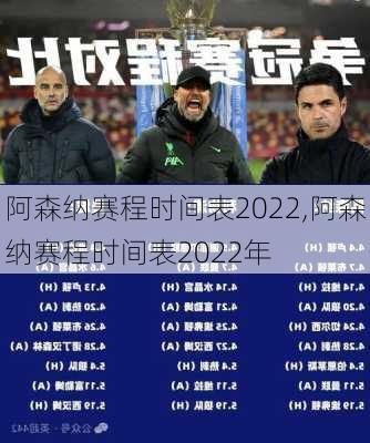 阿森纳赛程时间表2022,阿森纳赛程时间表2022年
