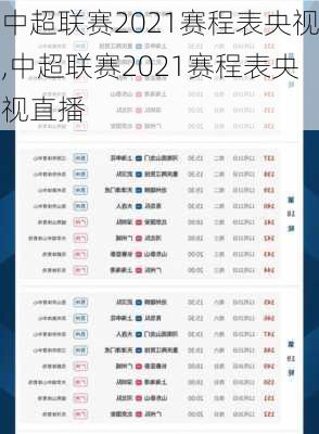 中超联赛2021赛程表央视,中超联赛2021赛程表央视直播