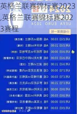 英格兰联赛锦标赛2023,英格兰联赛锦标赛2023赛程