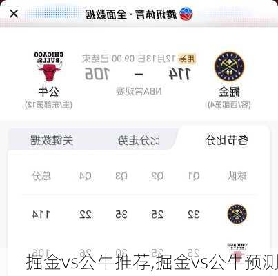 掘金vs公牛推荐,掘金vs公牛预测