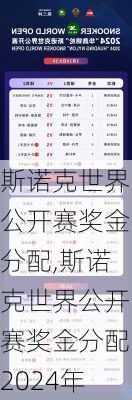 斯诺克世界公开赛奖金分配,斯诺克世界公开赛奖金分配2024年