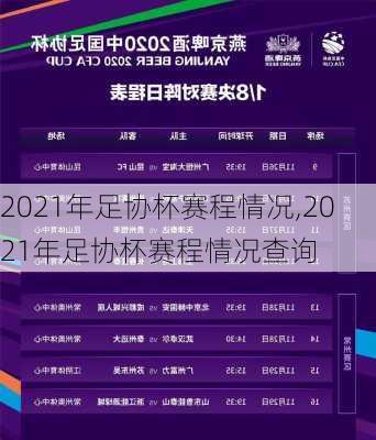 2021年足协杯赛程情况,2021年足协杯赛程情况查询