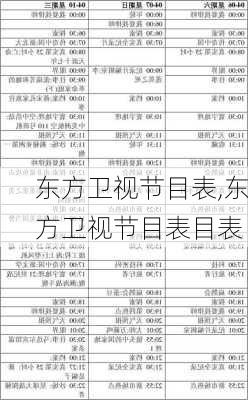 东方卫视节目表,东方卫视节目表目表