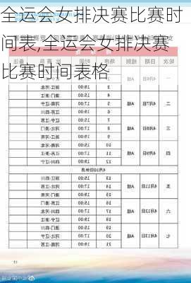 全运会女排决赛比赛时间表,全运会女排决赛比赛时间表格