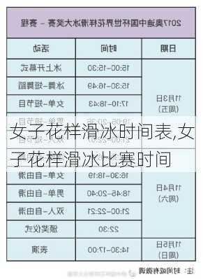 女子花样滑冰时间表,女子花样滑冰比赛时间