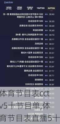 体育节目表cctv5十节目单,体育节目表直播5十