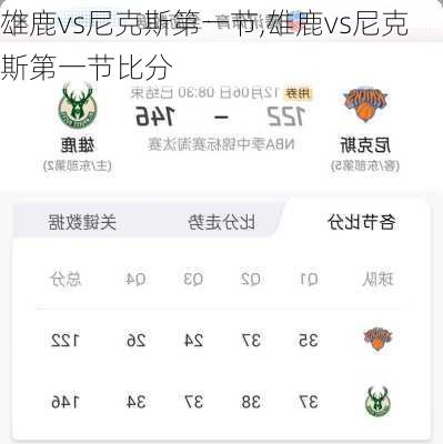 雄鹿vs尼克斯第一节,雄鹿vs尼克斯第一节比分