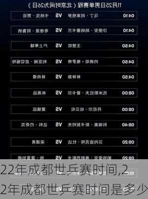 22年成都世乒赛时间,22年成都世乒赛时间是多少
