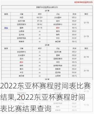 2022东亚杯赛程时间表比赛结果,2022东亚杯赛程时间表比赛结果查询