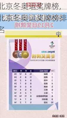 北京冬奥运奖牌榜,北京冬奥运奖牌榜排名