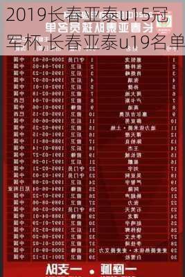 2019长春亚泰u15冠军杯,长春亚泰u19名单