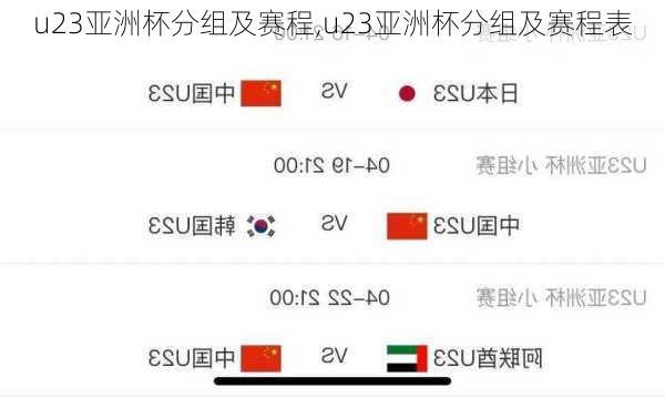 u23亚洲杯分组及赛程,u23亚洲杯分组及赛程表
