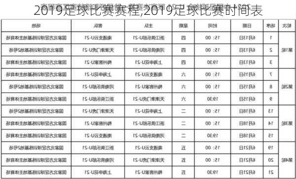 2019足球比赛赛程,2019足球比赛时间表