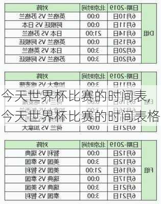 今天世界杯比赛的时间表,今天世界杯比赛的时间表格