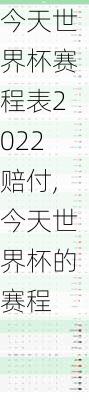 今天世界杯赛程表2022赔付,今天世界杯的赛程