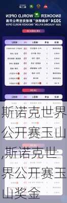 斯诺克世界公开赛玉山,斯诺克世界公开赛玉山奖金