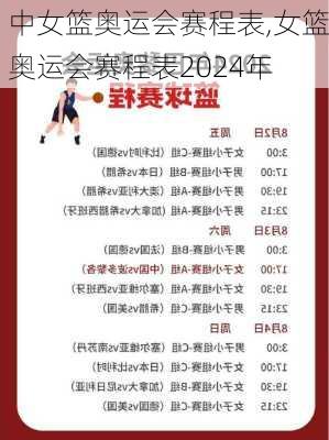 中女篮奥运会赛程表,女篮奥运会赛程表2024年