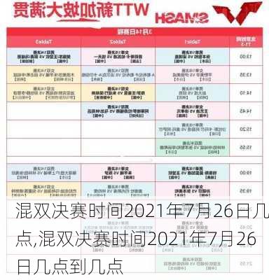 混双决赛时间2021年7月26日几点,混双决赛时间2021年7月26日几点到几点