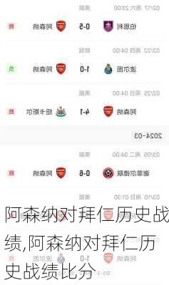 阿森纳对拜仁历史战绩,阿森纳对拜仁历史战绩比分