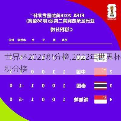 世界杯2023积分榜,2022年世界杯积分榜