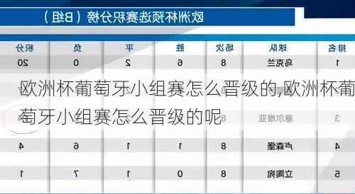欧洲杯葡萄牙小组赛怎么晋级的,欧洲杯葡萄牙小组赛怎么晋级的呢