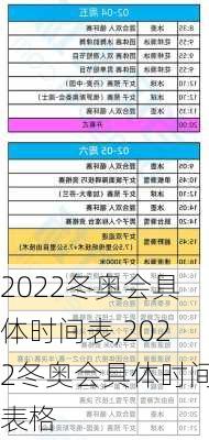 2022冬奥会具体时间表,2022冬奥会具体时间表格