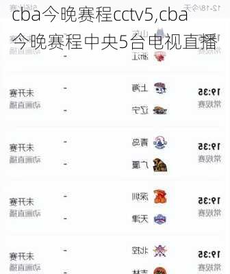 cba今晚赛程cctv5,cba今晚赛程中央5台电视直播